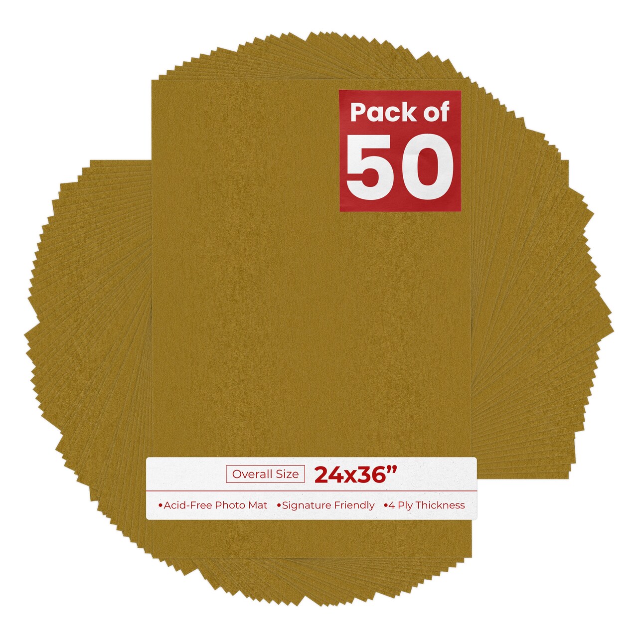 Metallic Gold 24x36 Uncut Mat Board - Blank Sheets, No Opening